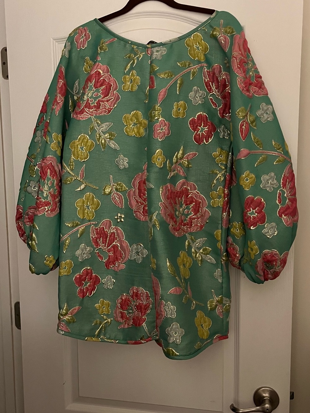 Arianne Elmy’s “Good Luck” Embroidered Midi Dress with Pink and Green Flowers - Picture 8 of 9